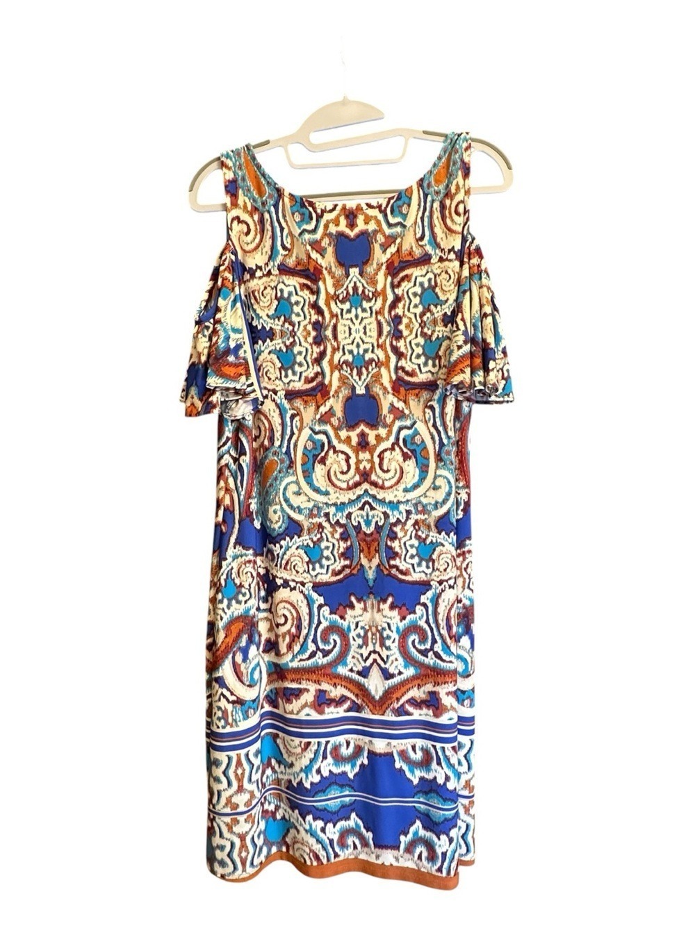 MSK-Paisley Cold Shoulder Shift Dress - Picture 5 of 10